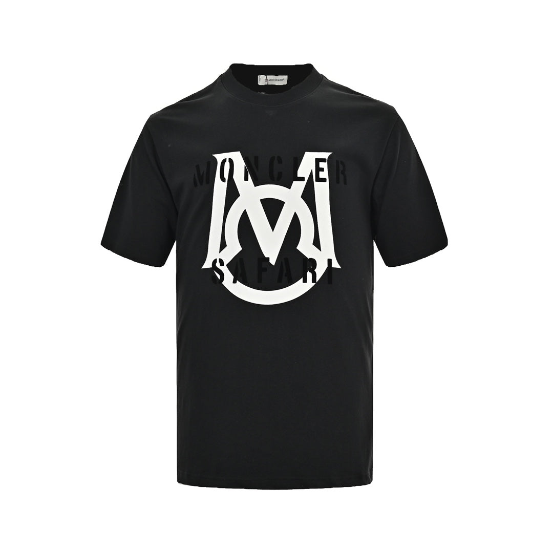 flocked letter logo printed short sleeves