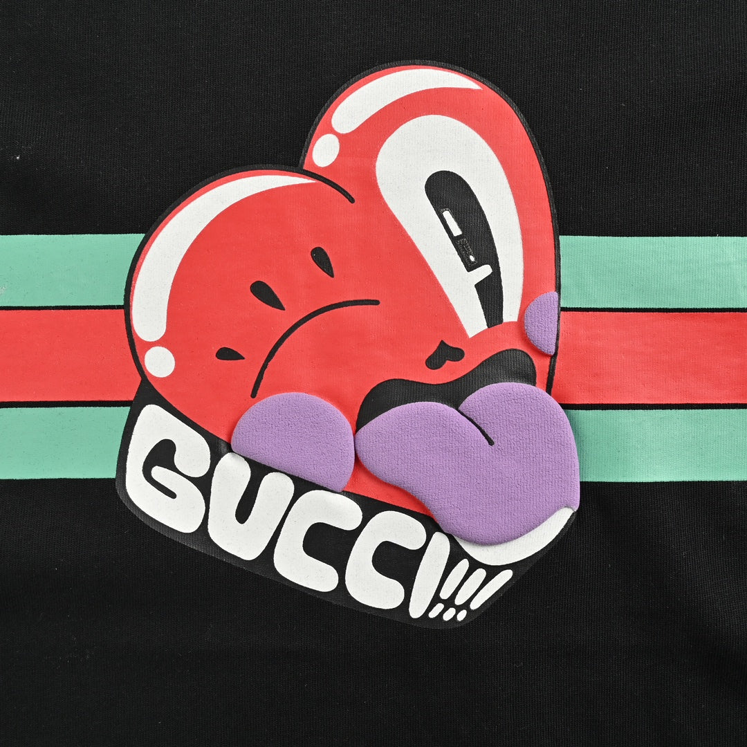 Love tongue foam printed short sleeves
