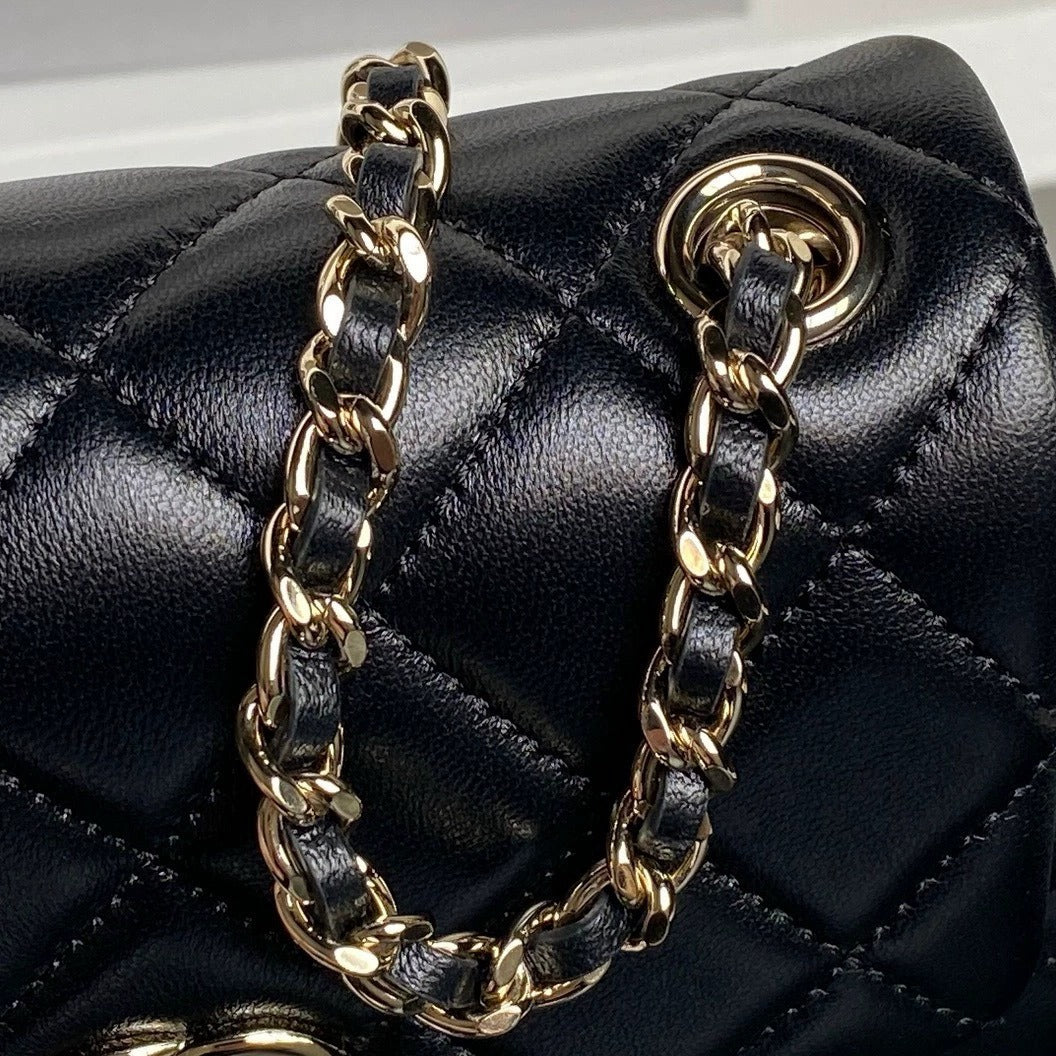 mini black lambskin chain bag