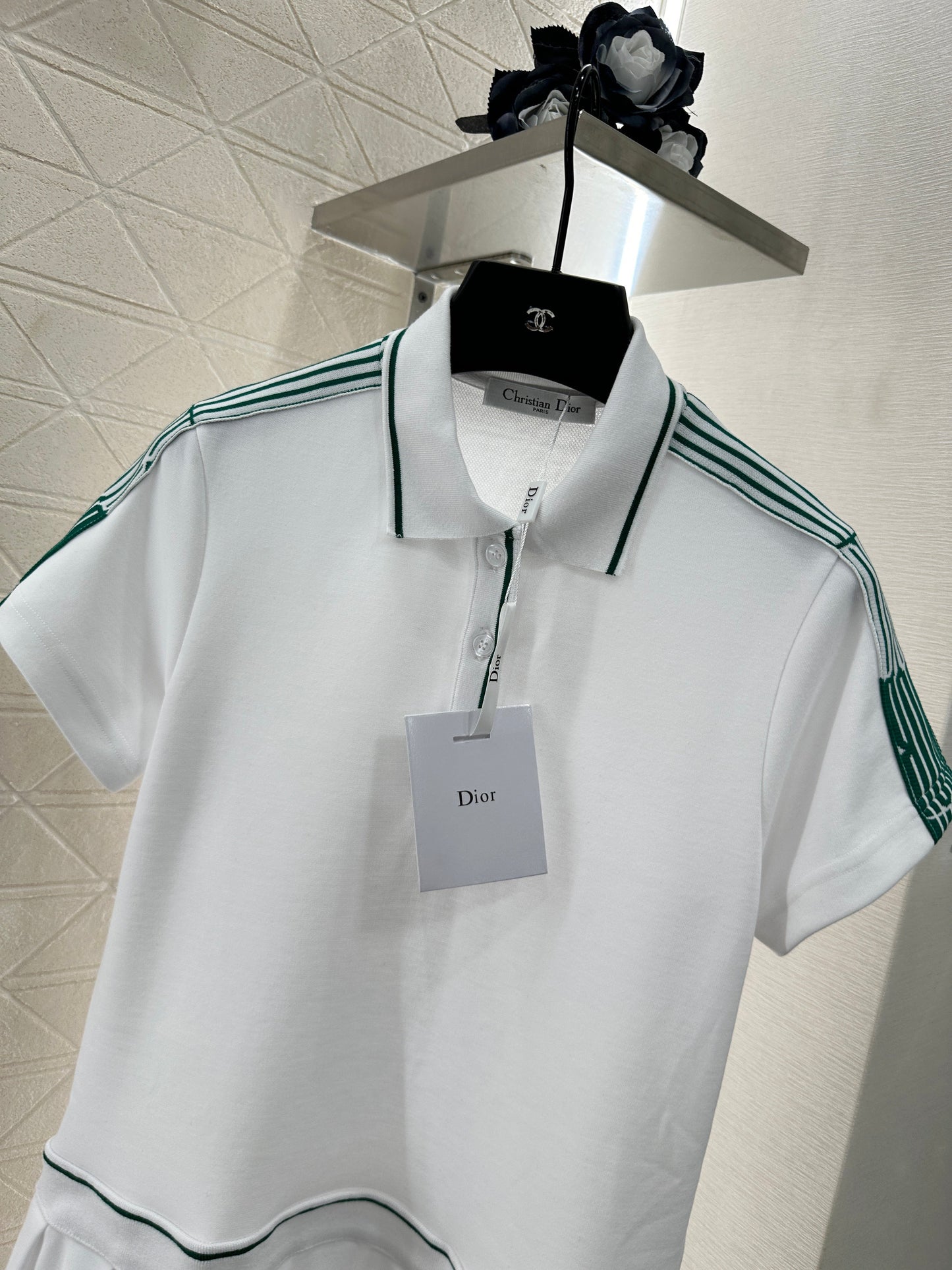 D 25 Pleated Ribbon Short-Sleeve Dress
