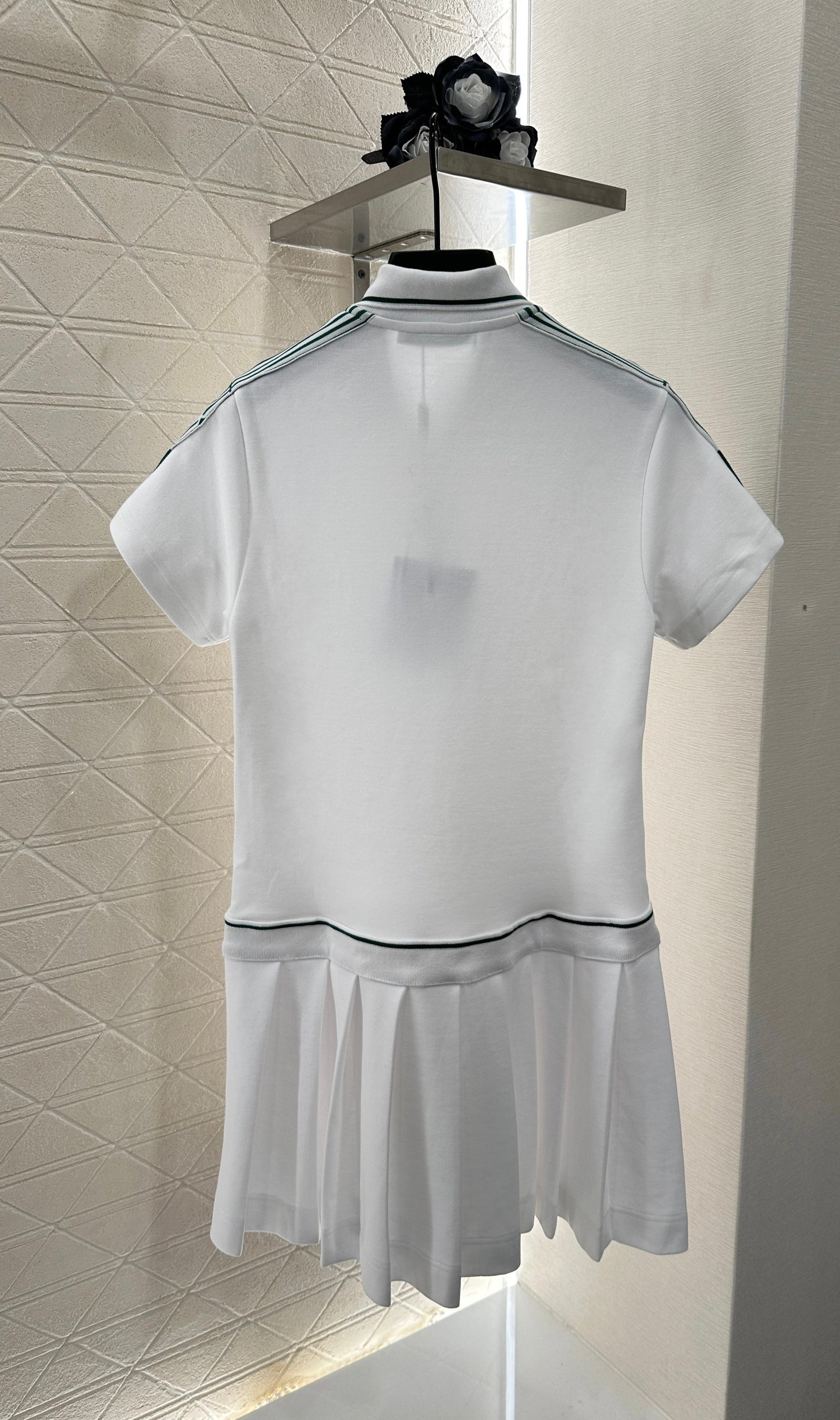 D 25 Pleated Ribbon Short-Sleeve Dress