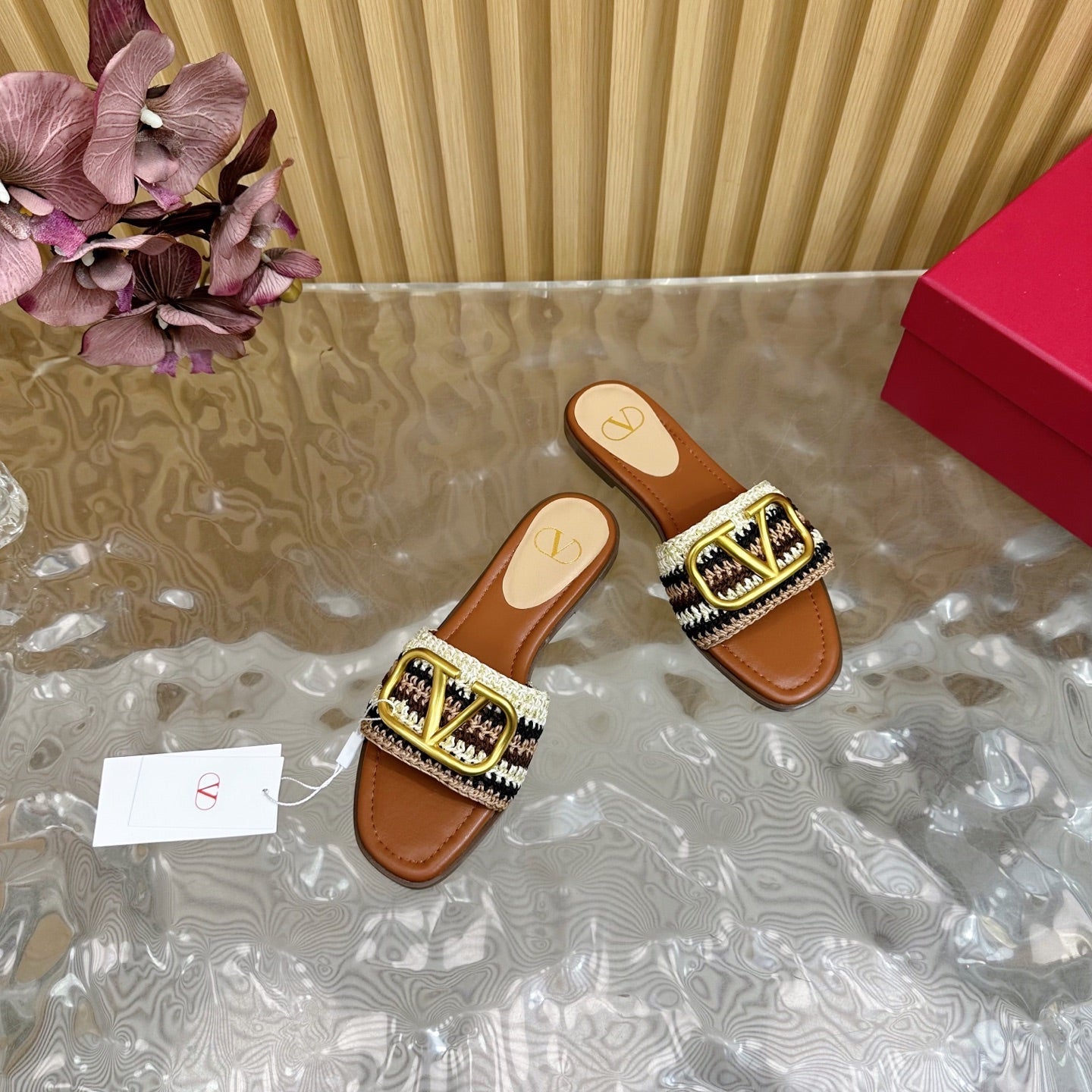 25 Bohemian Slippers Brown Knitted Sheepskin 325189