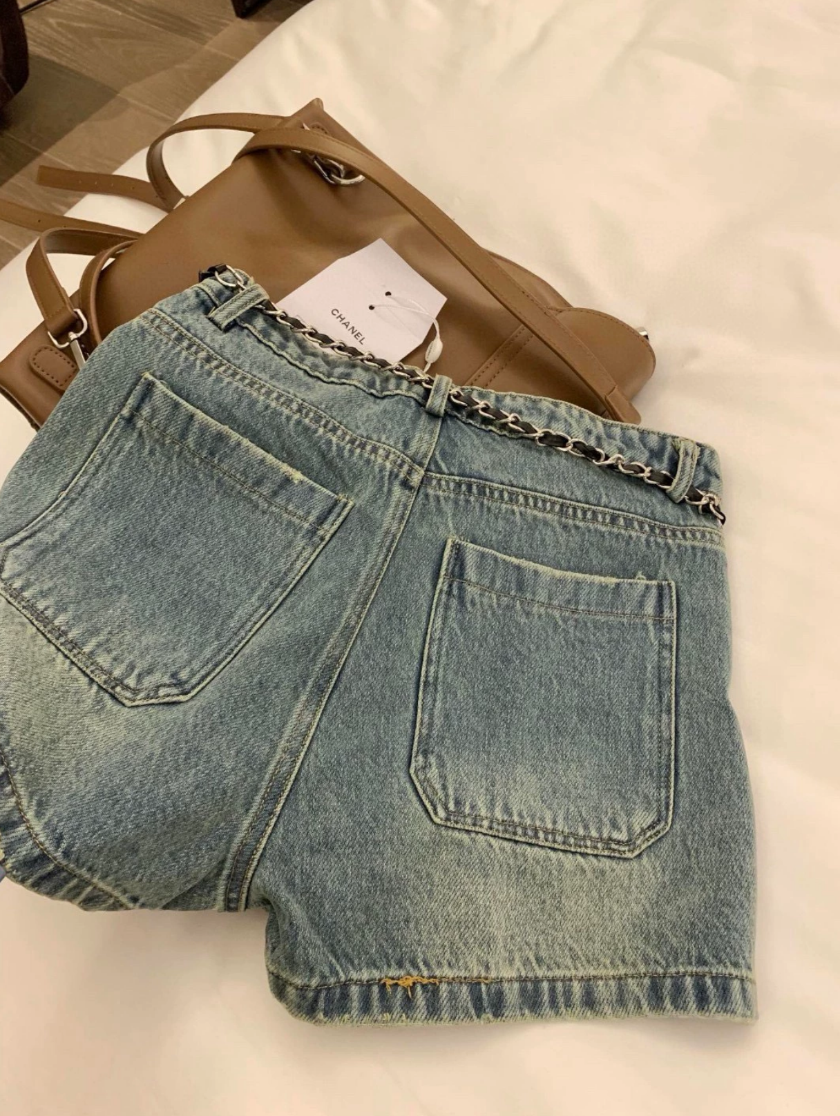 25 Summer New Double C Embroidery Pocket Denim Shorts