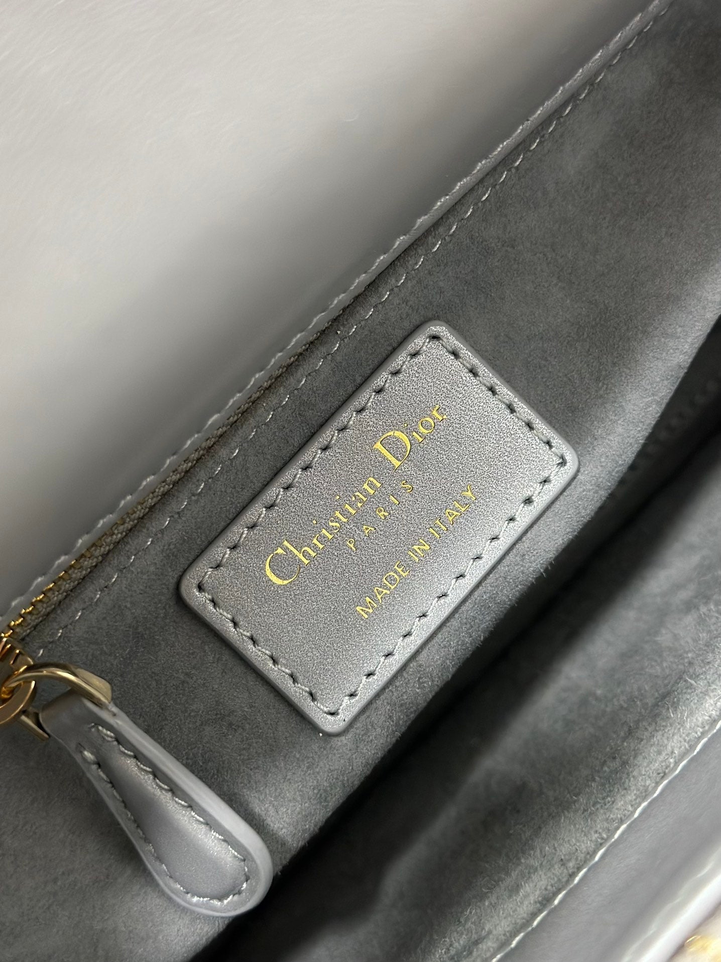 Mini Lady Bag Grey Sapphire Pearl decoration Embroidery