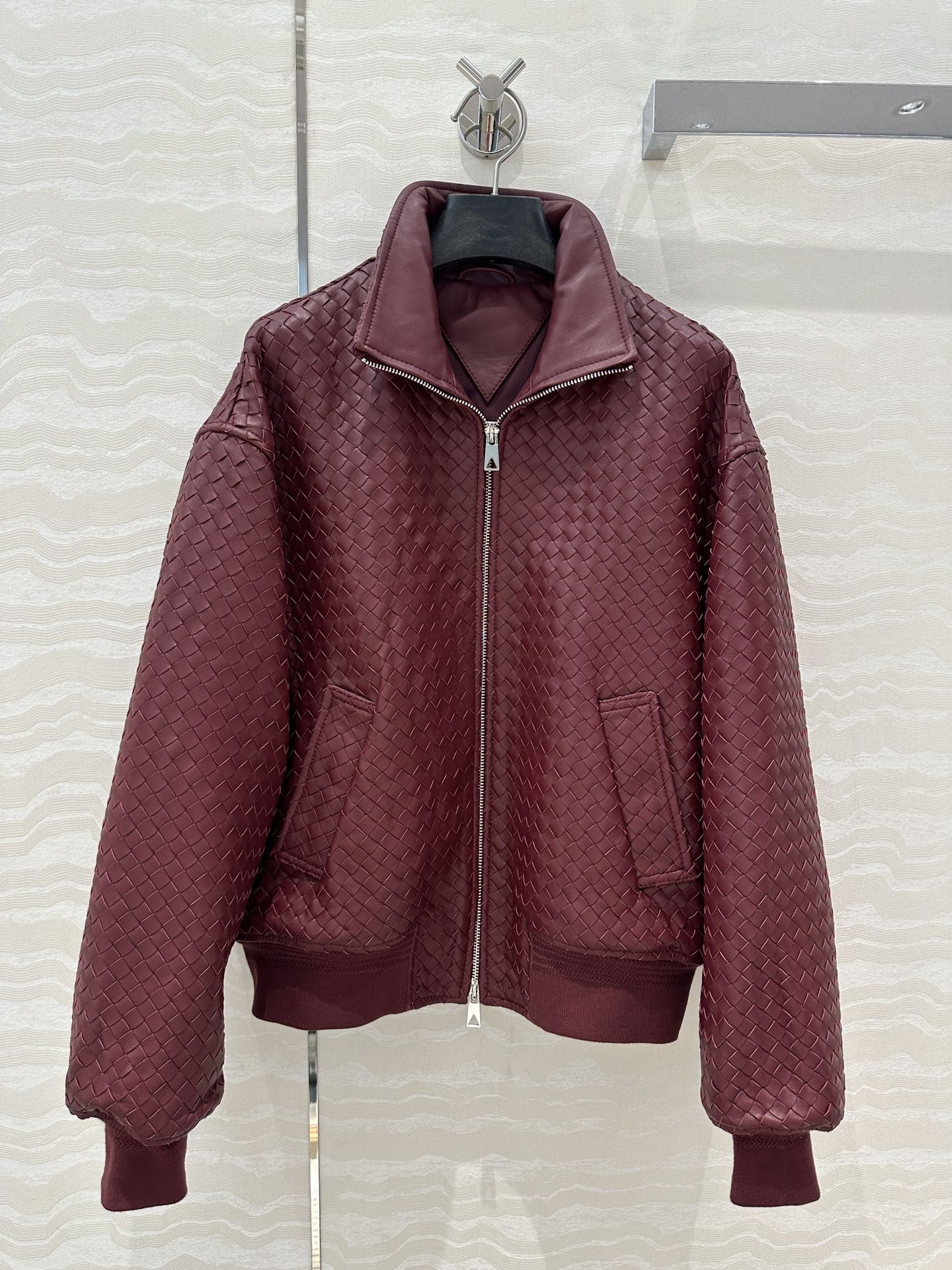 Bo 24fw woven leather jacket