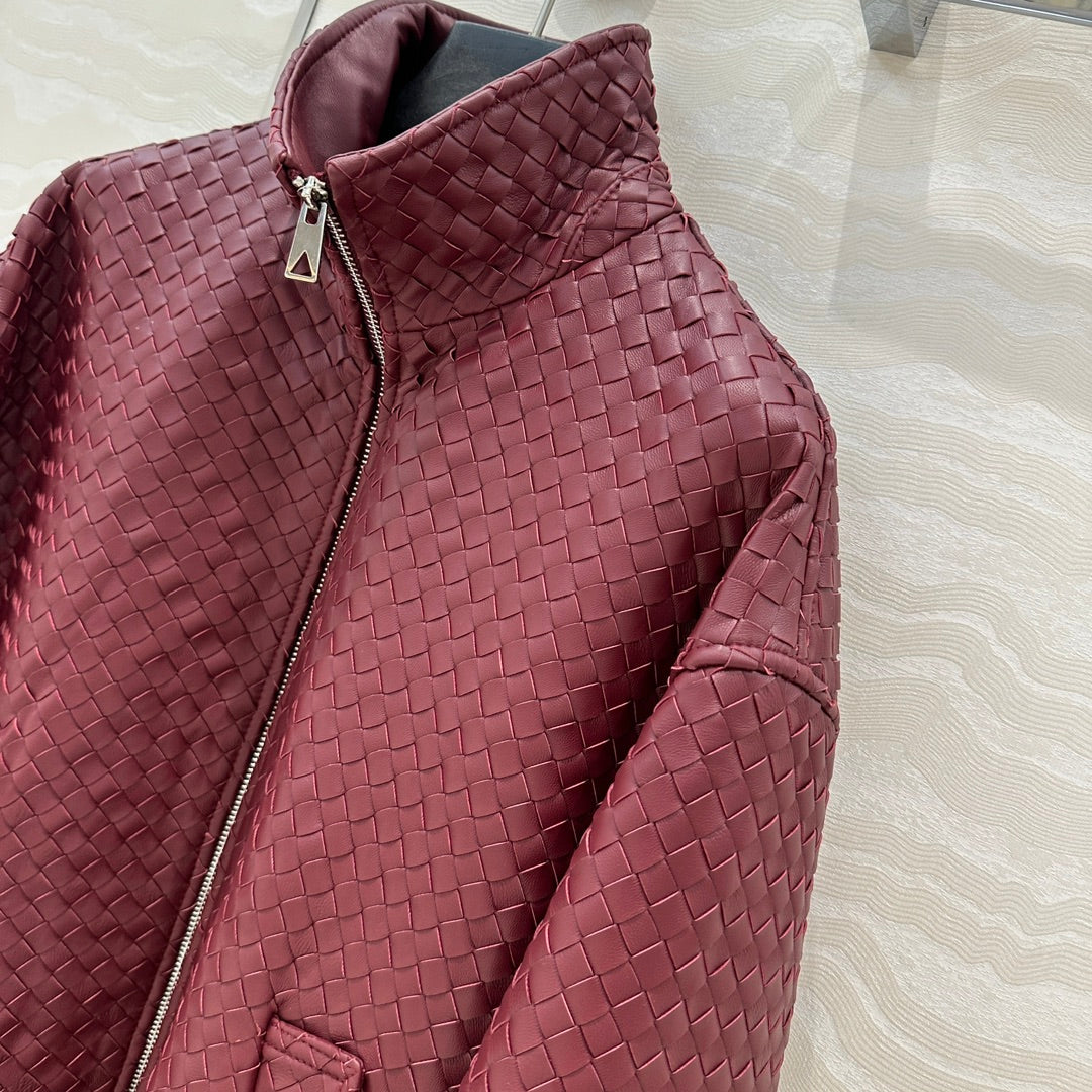 Bo 24fw woven leather jacket
