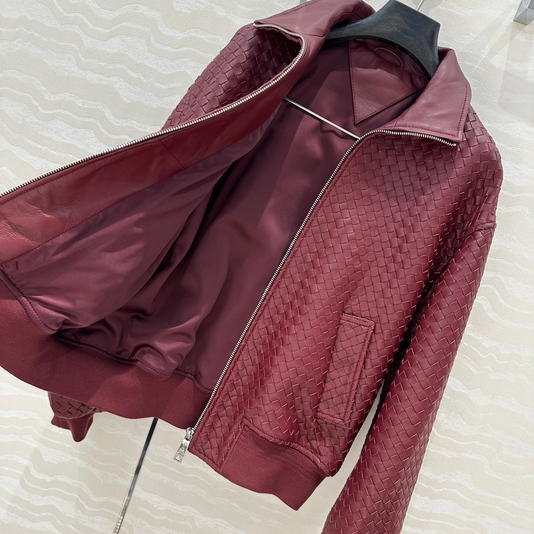 Bo 24fw woven leather jacket