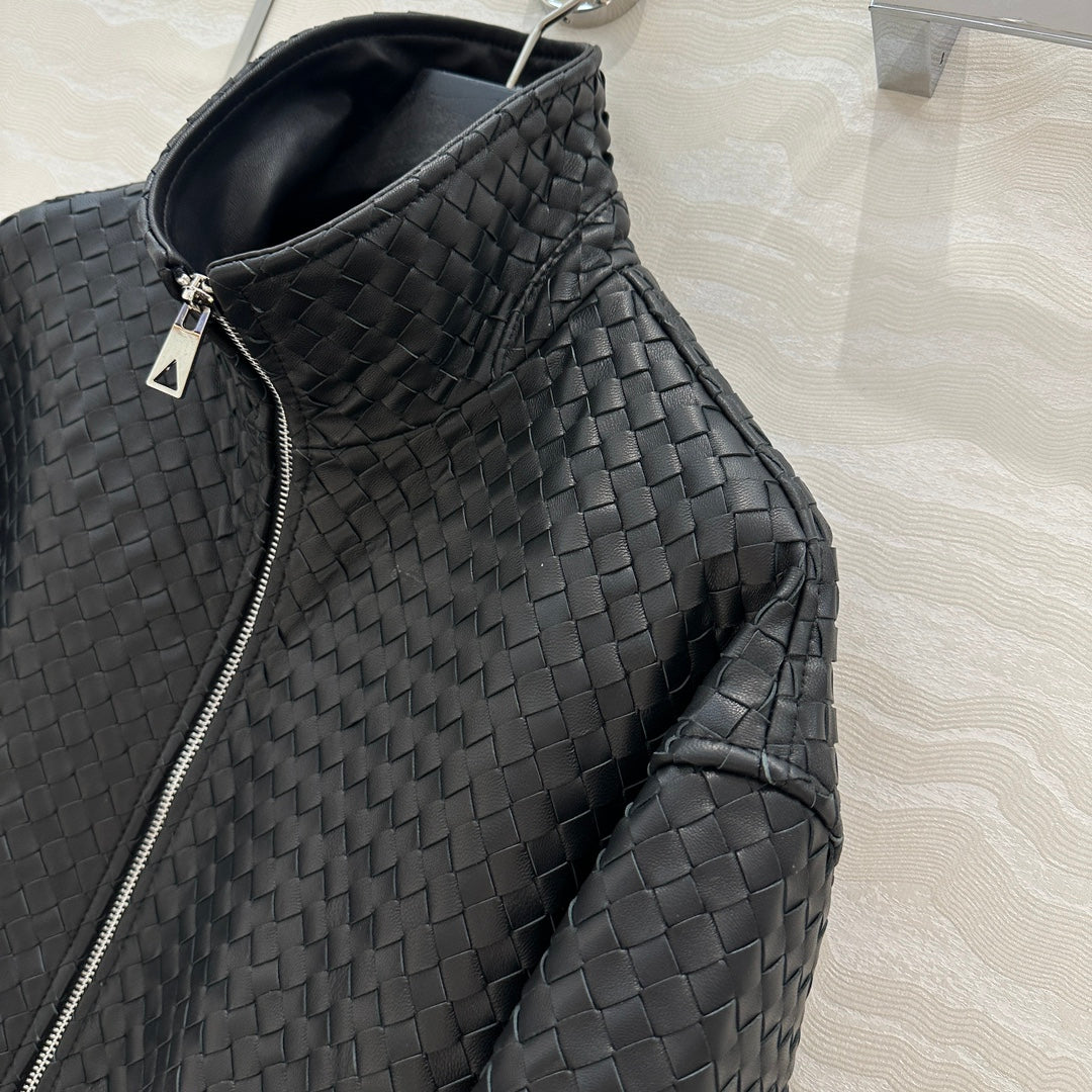 Bo 24fw woven leather jacket