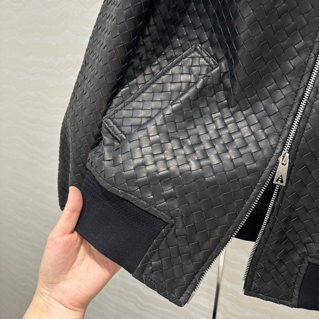 Bo 24fw woven leather jacket