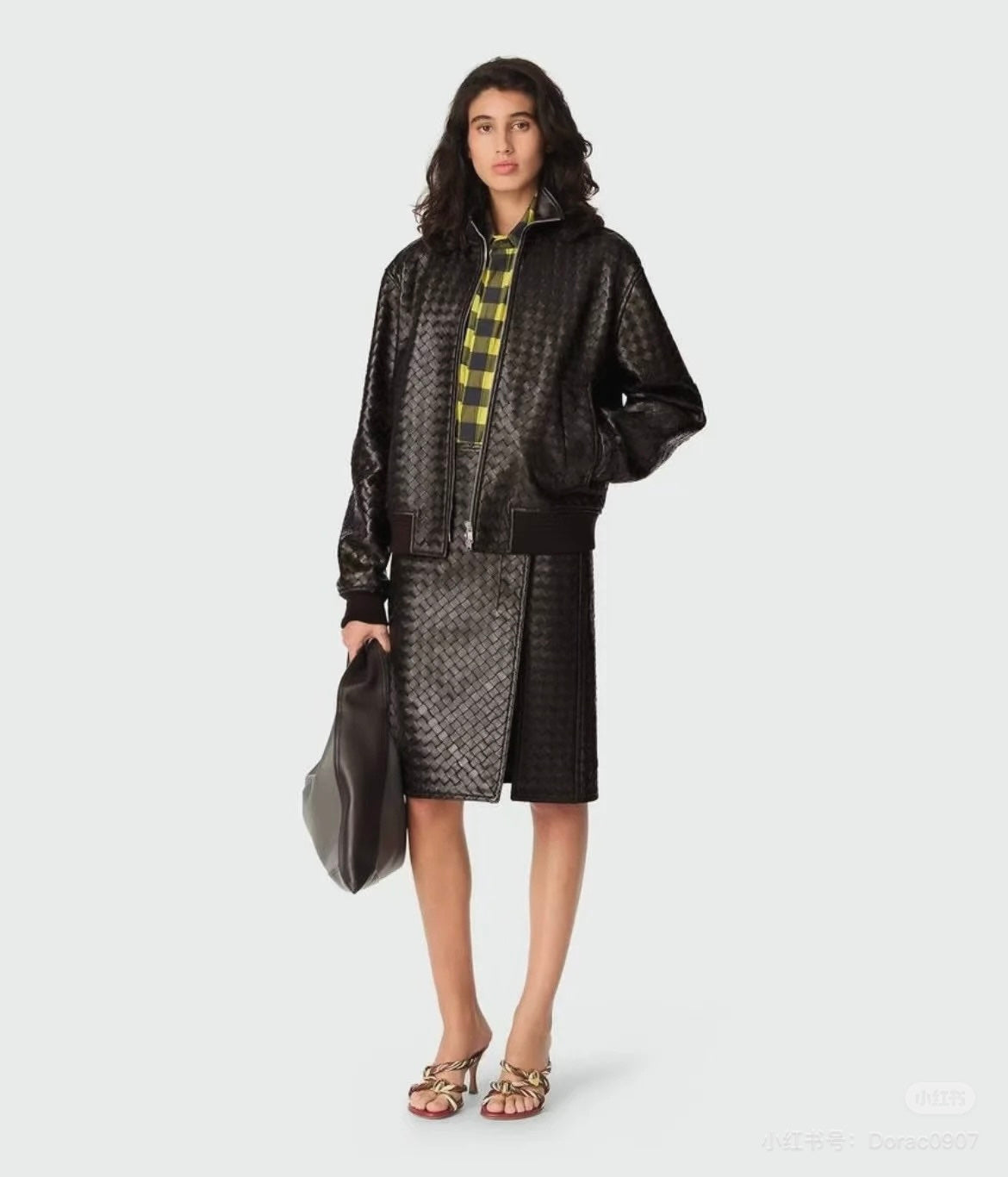 Bo 24fw woven leather jacket
