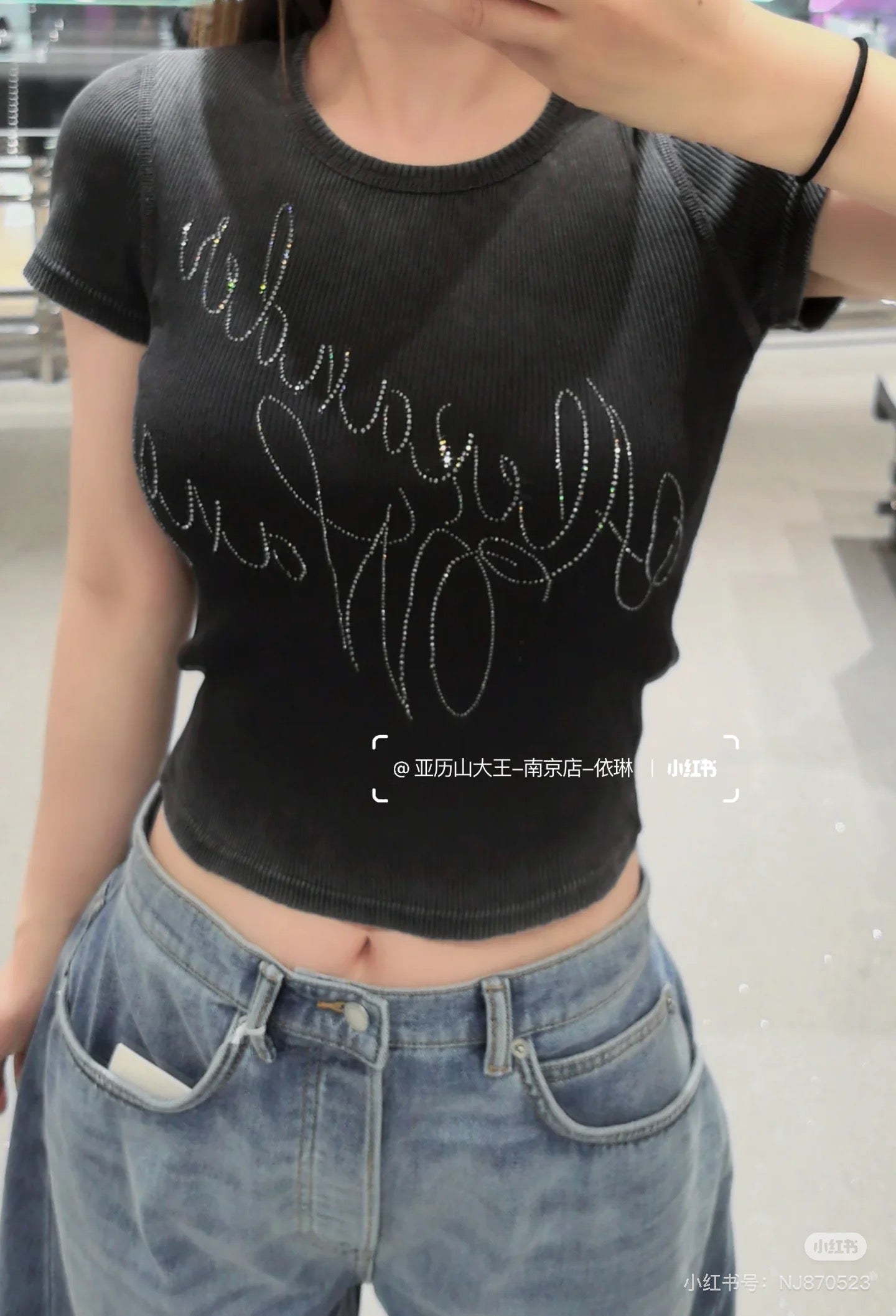 Ale 25ss rhinestone t-shirt