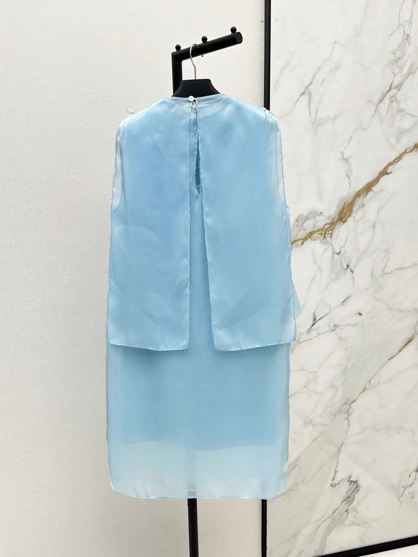 Elegant Blue Tiered Design Dress
