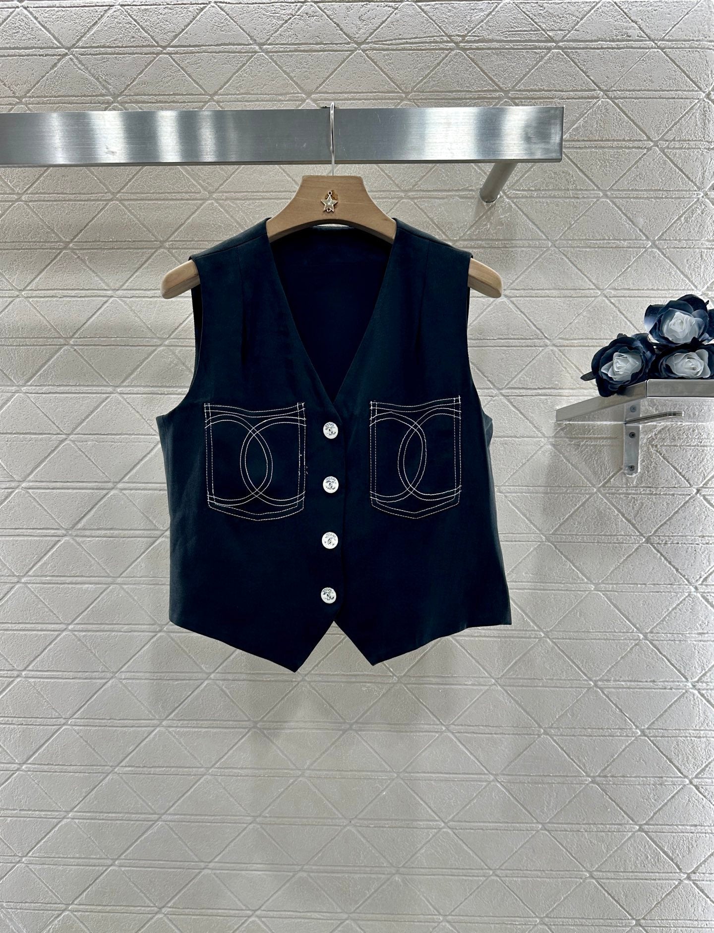 2025 new product Double C vest shorts set