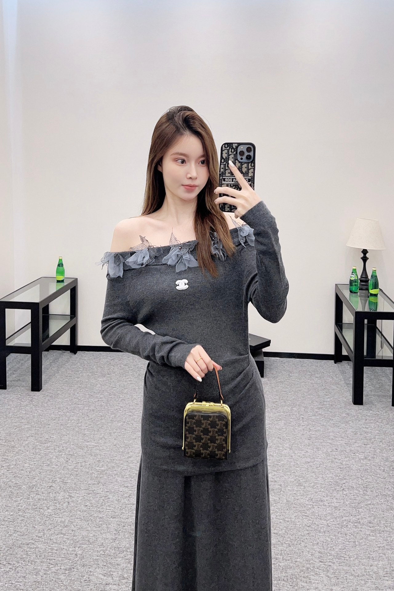 25 New Arrival Knitted Long-Sleeved Skirt Set
