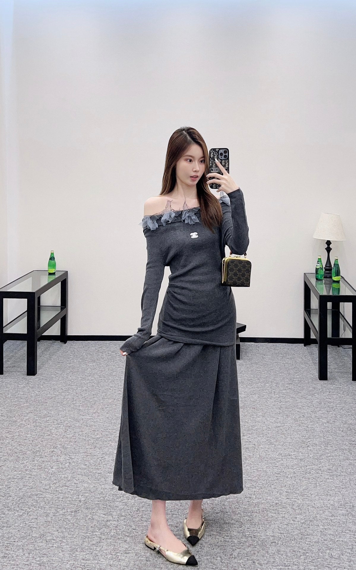 25 New Arrival Knitted Long-Sleeved Skirt Set