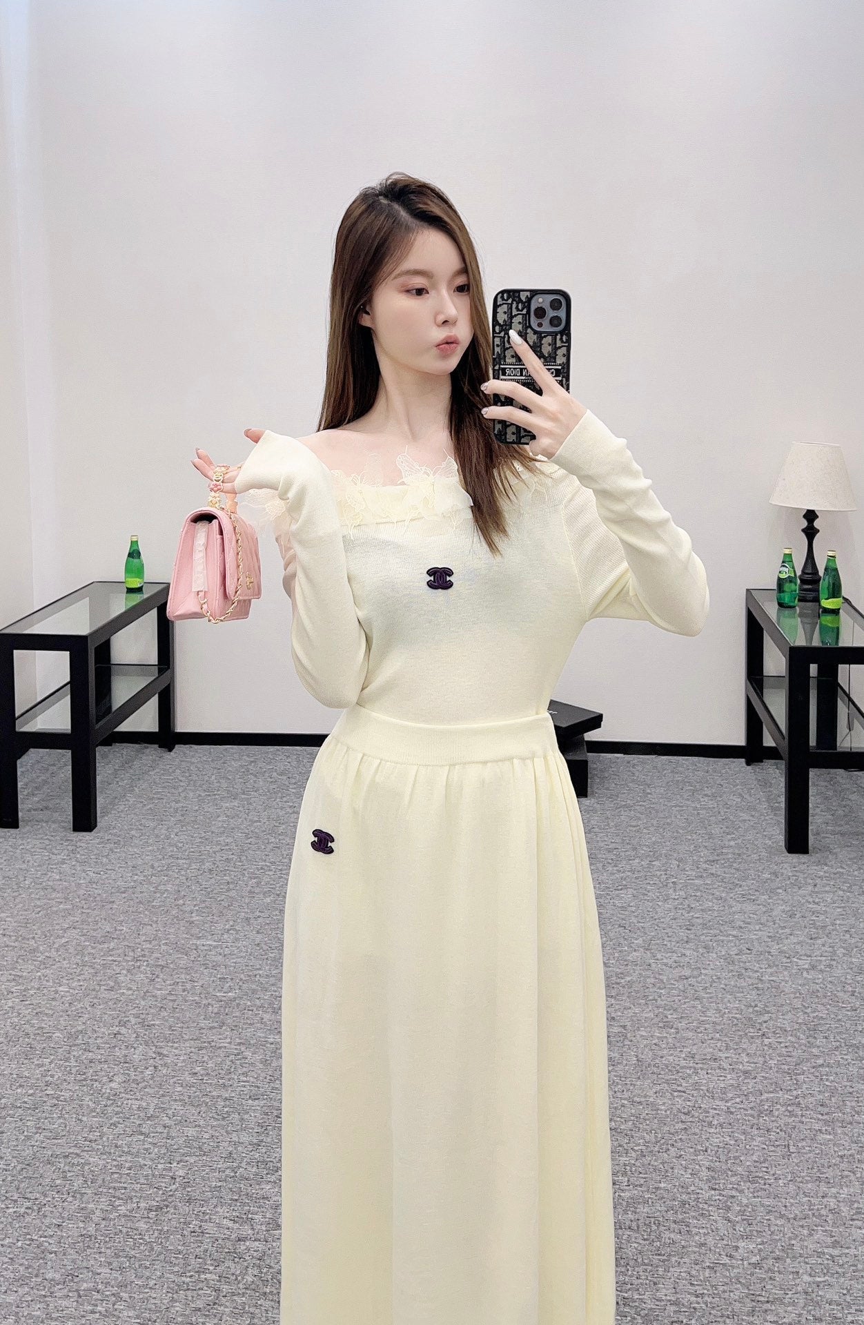 25 New Arrival Knitted Long-Sleeved Skirt Set