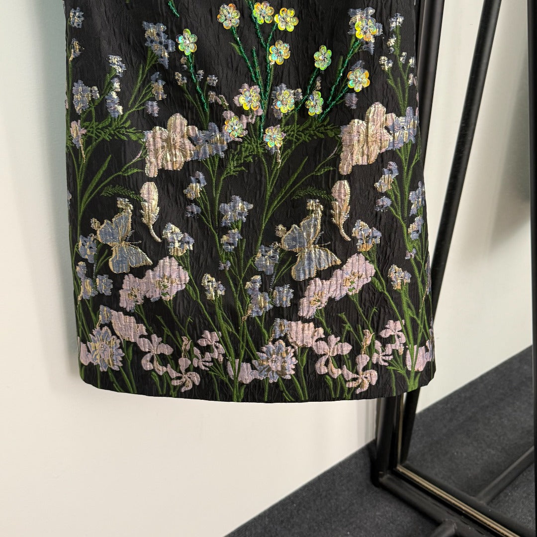 25 new sequined flower jacquard dress
