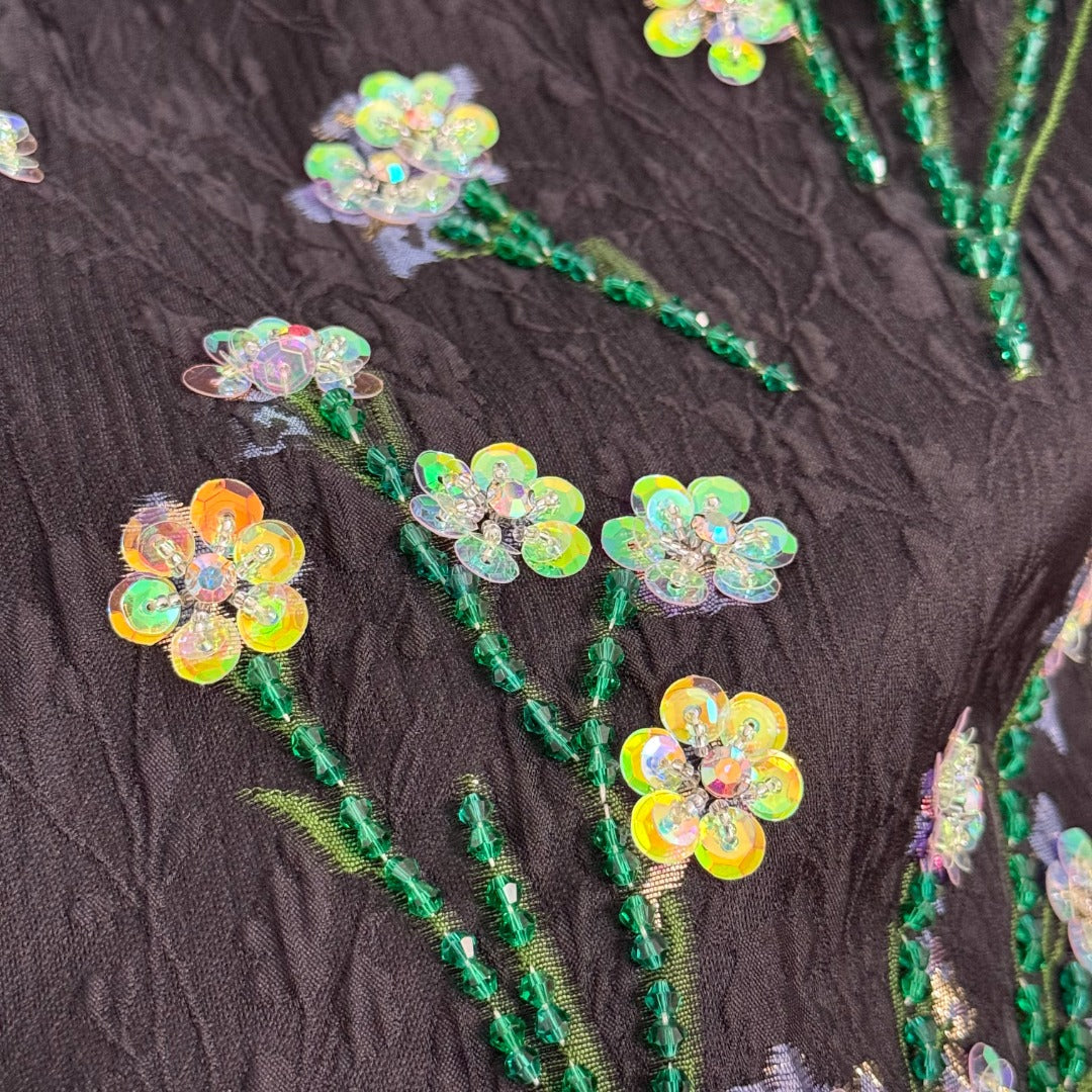 25 new sequined flower jacquard dress
