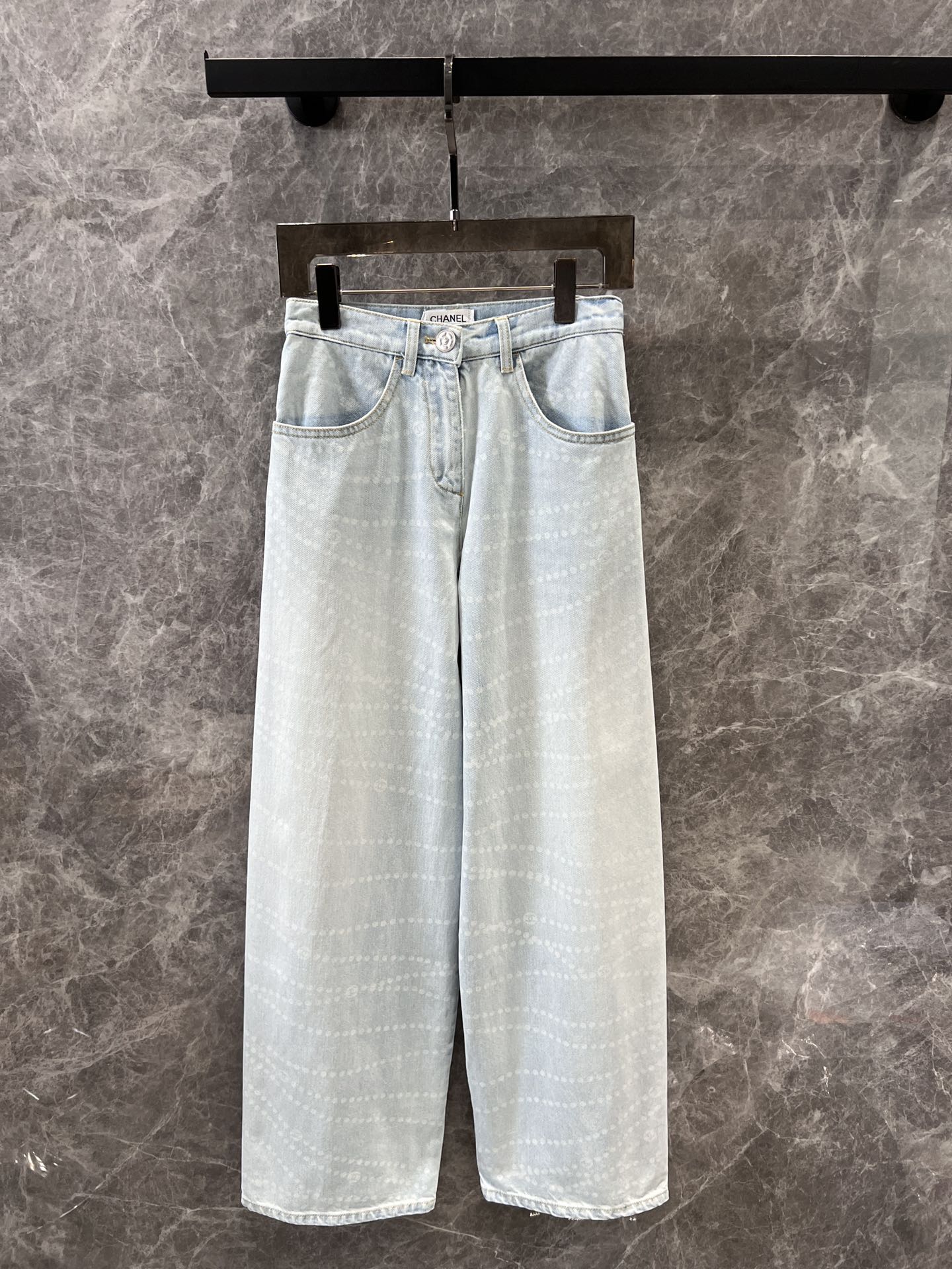 25 new pearl print logo wide-leg jeans