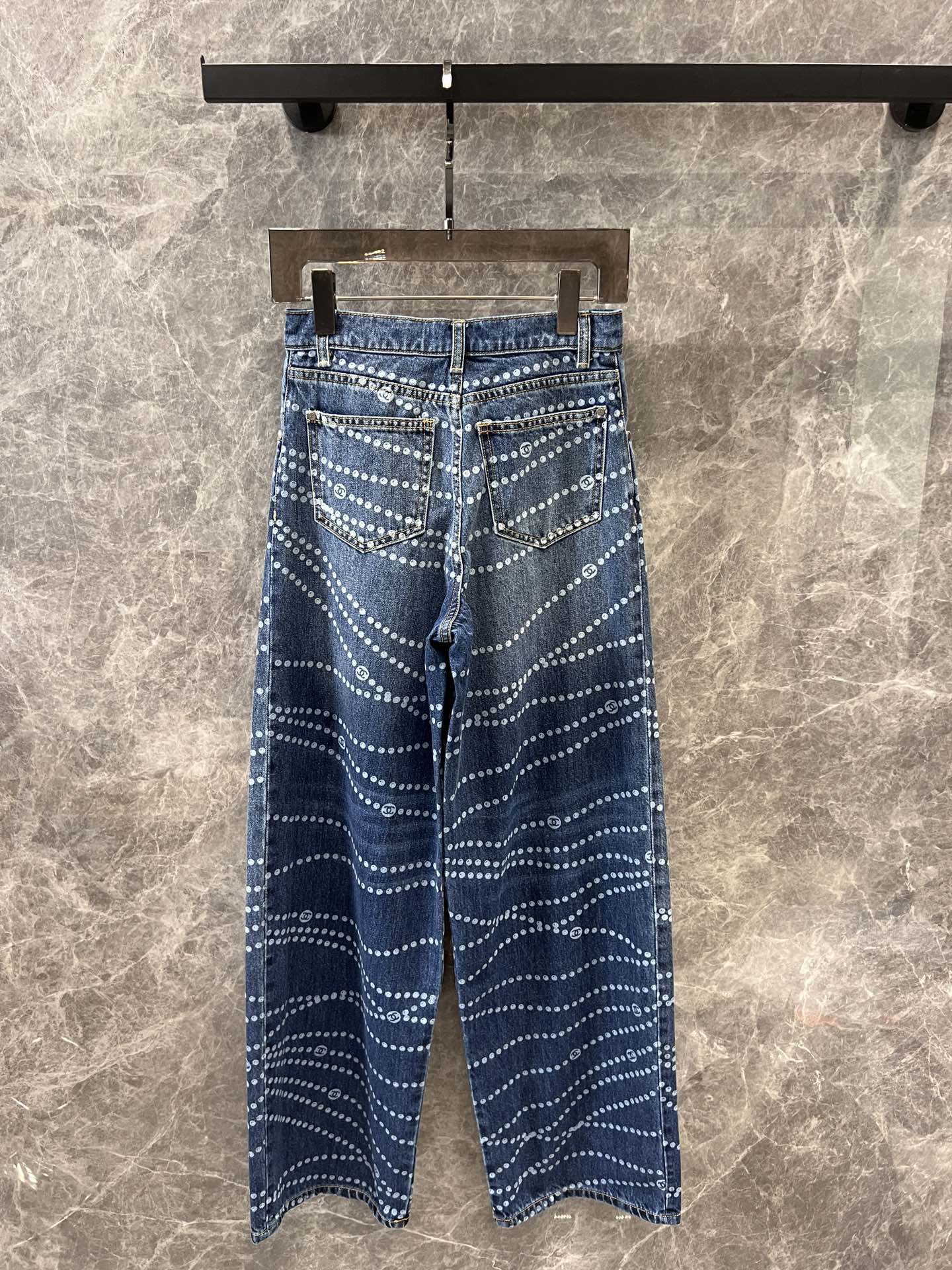 25 new pearl print logo wide-leg jeans