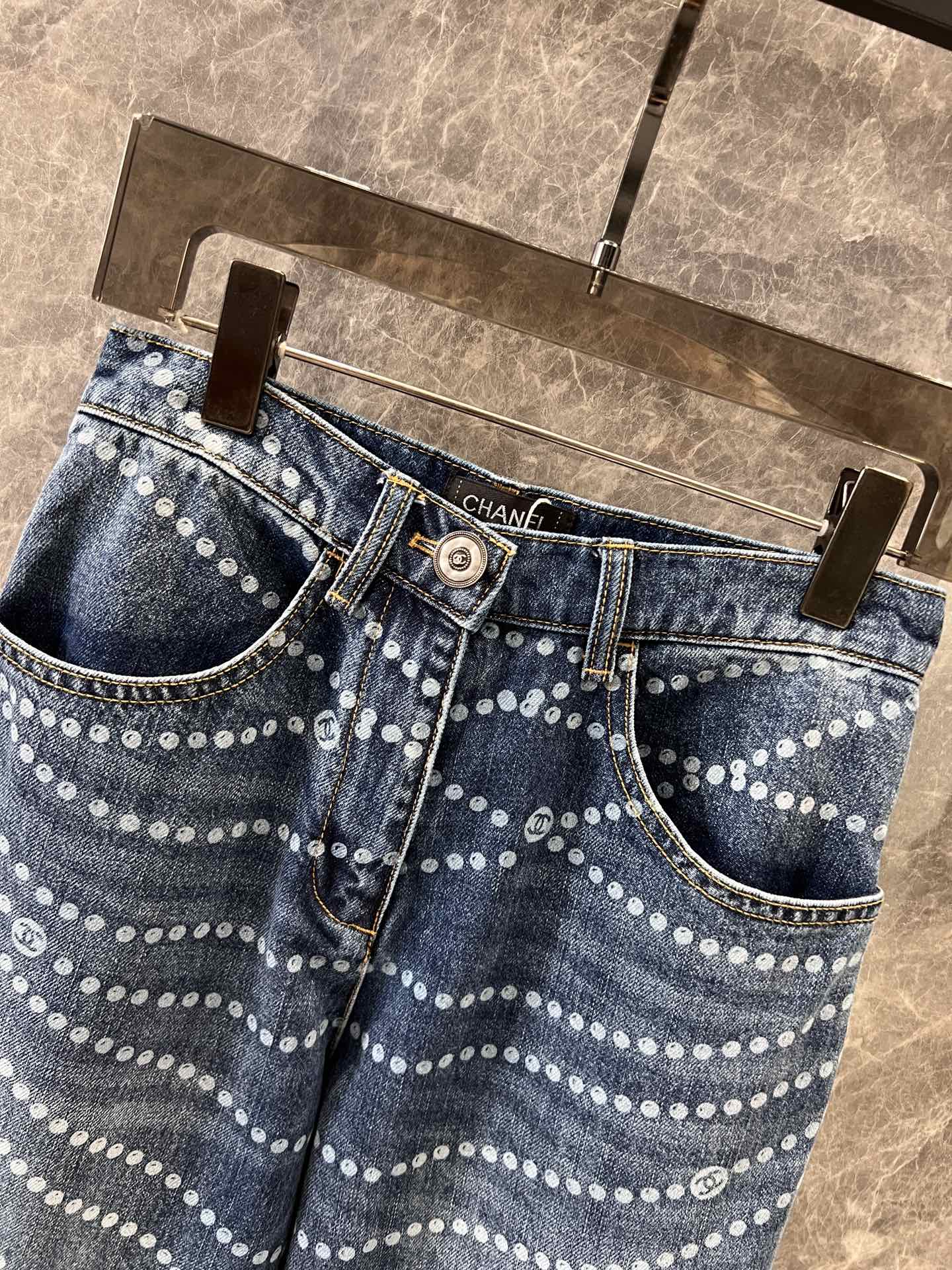 25 new pearl print logo wide-leg jeans