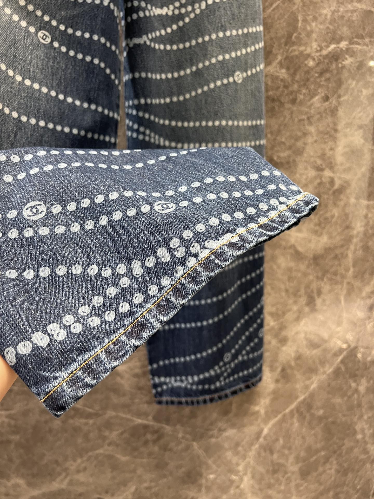 25 new pearl print logo wide-leg jeans