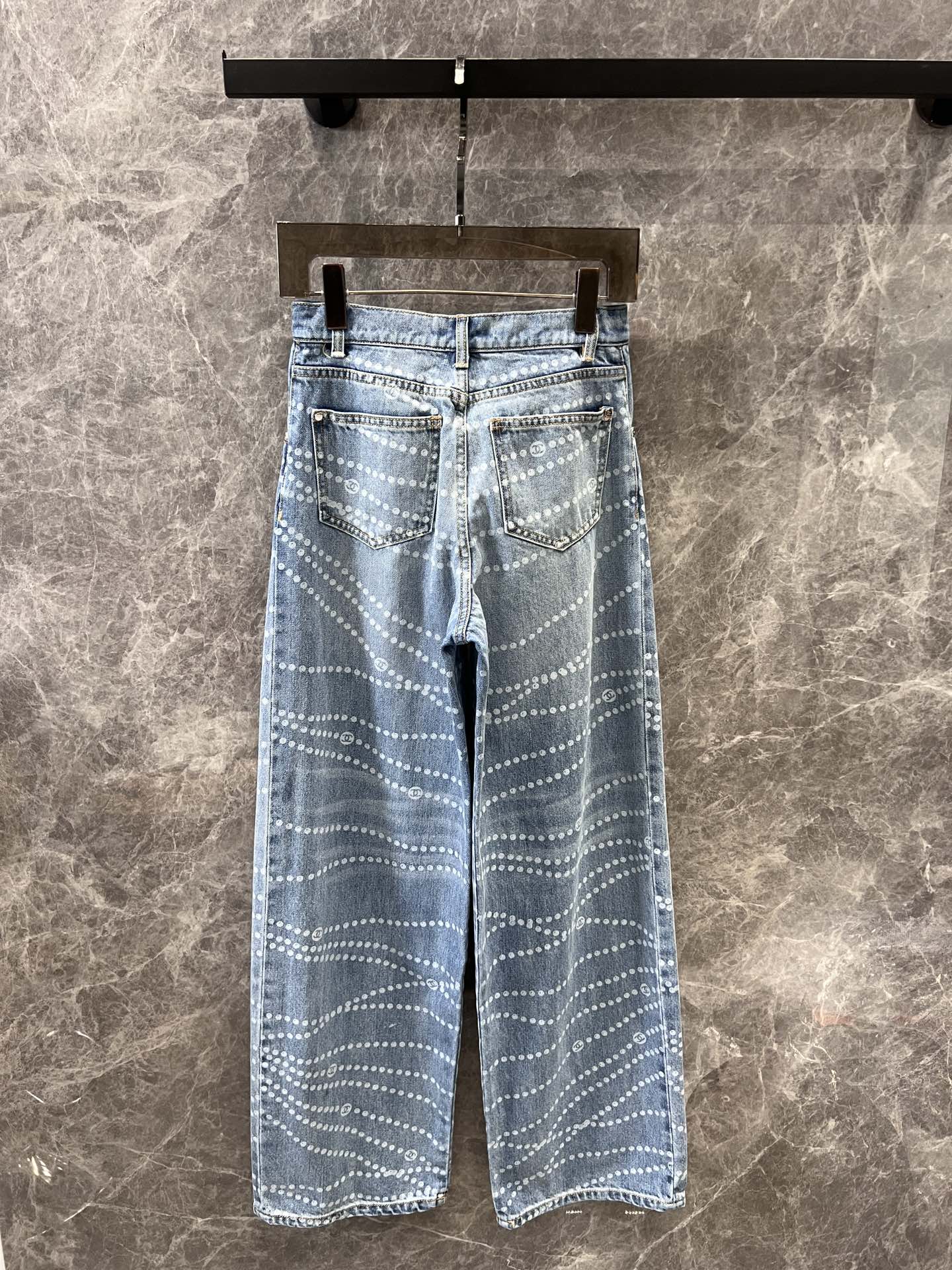 25 new pearl print logo wide-leg jeans