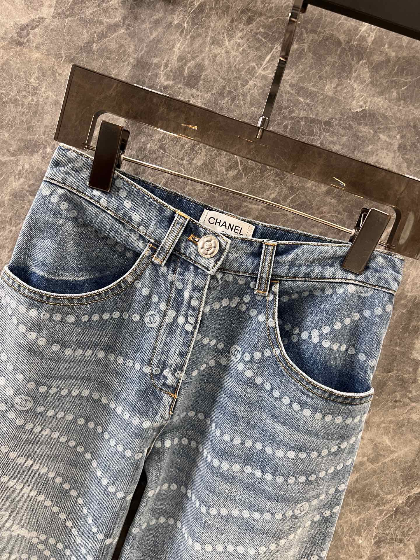 25 new pearl print logo wide-leg jeans