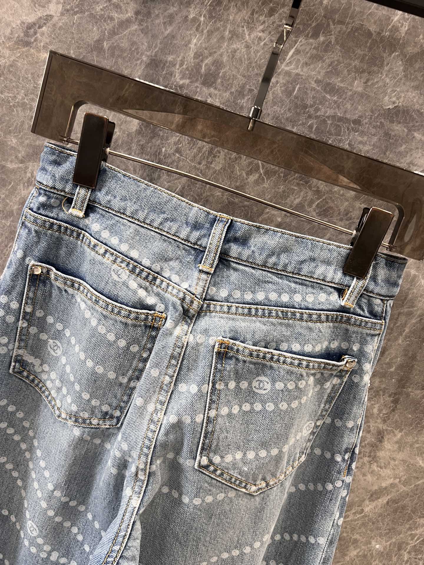 25 new pearl print logo wide-leg jeans