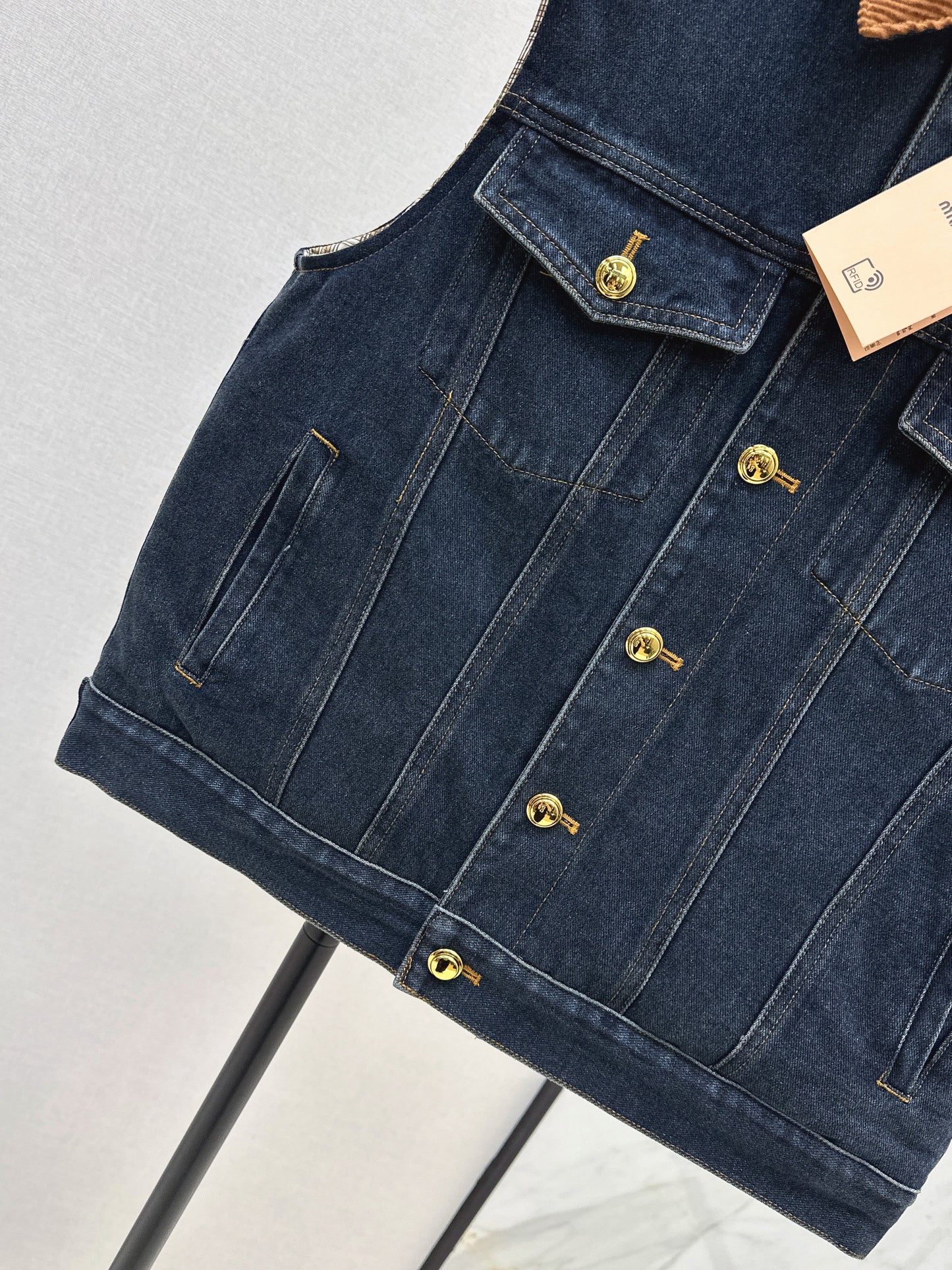 25fw new contrast color lapel denim vest