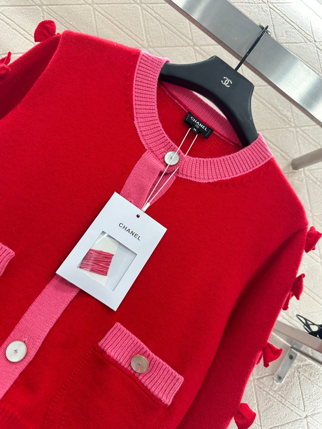 25 Bow decoration cashmere knitted cardigan