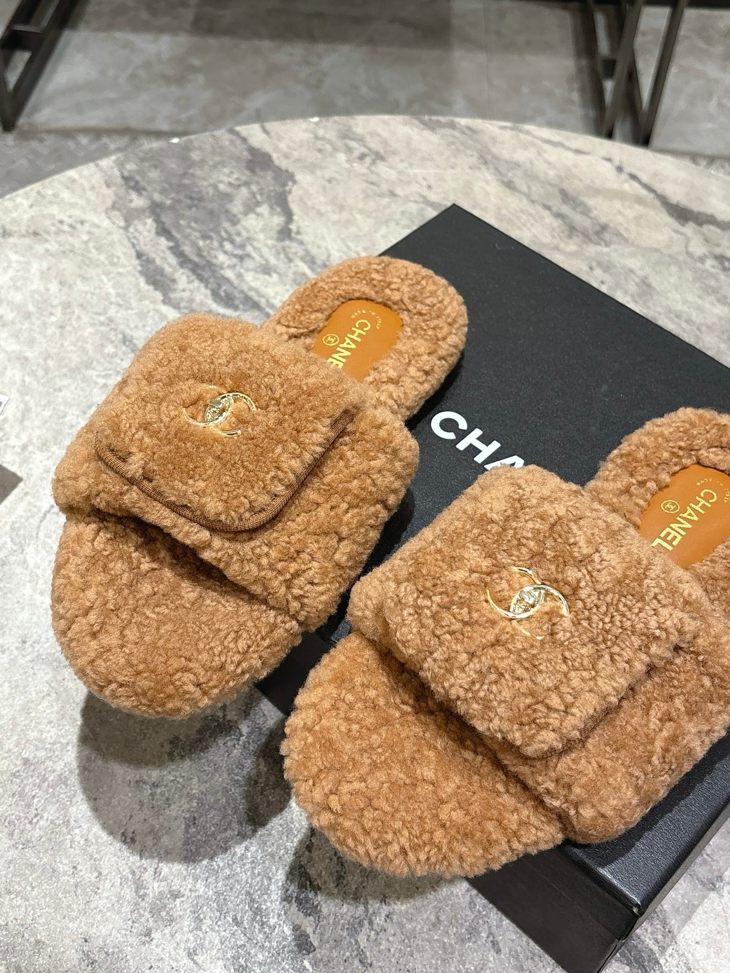 25fw new pocket woolen slippers