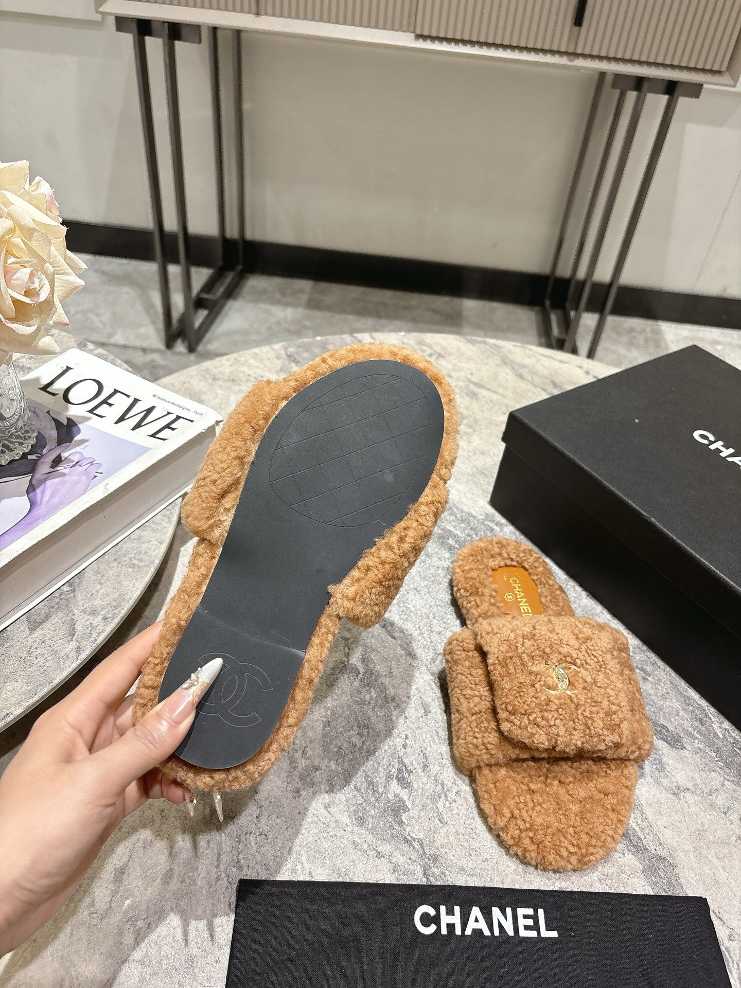 25fw new pocket woolen slippers