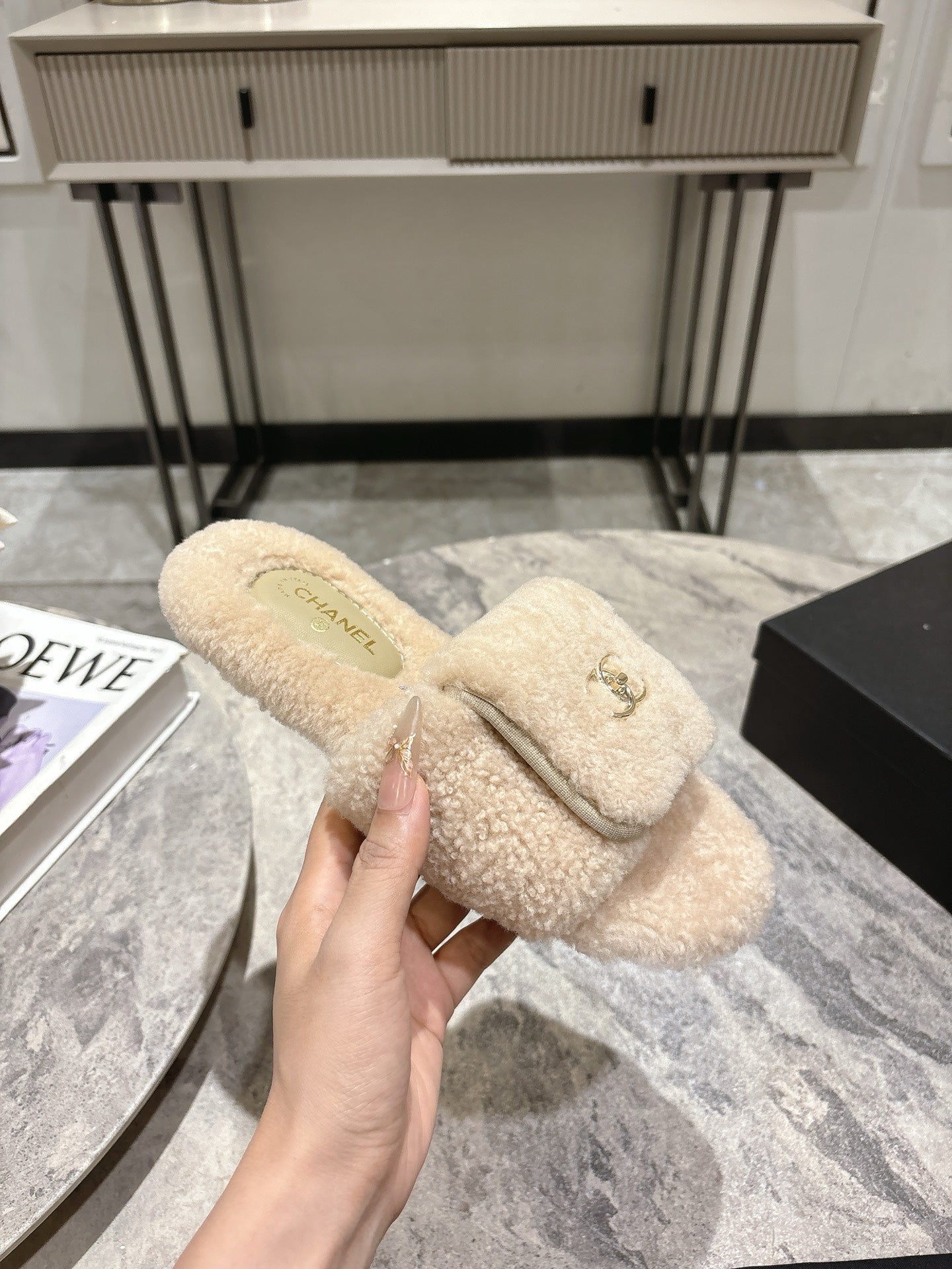 25fw new pocket woolen slippers