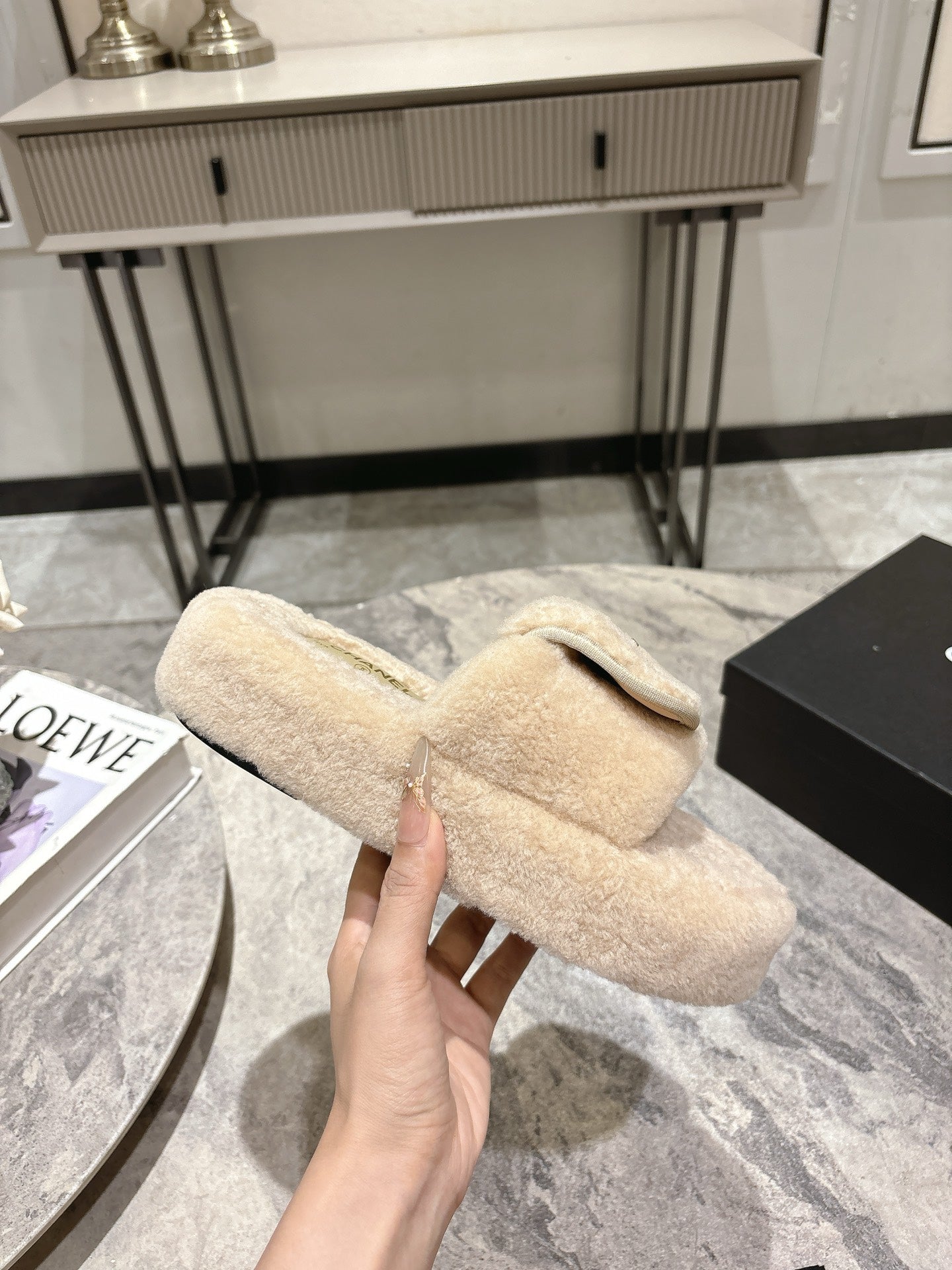 25fw new pocket woolen slippers