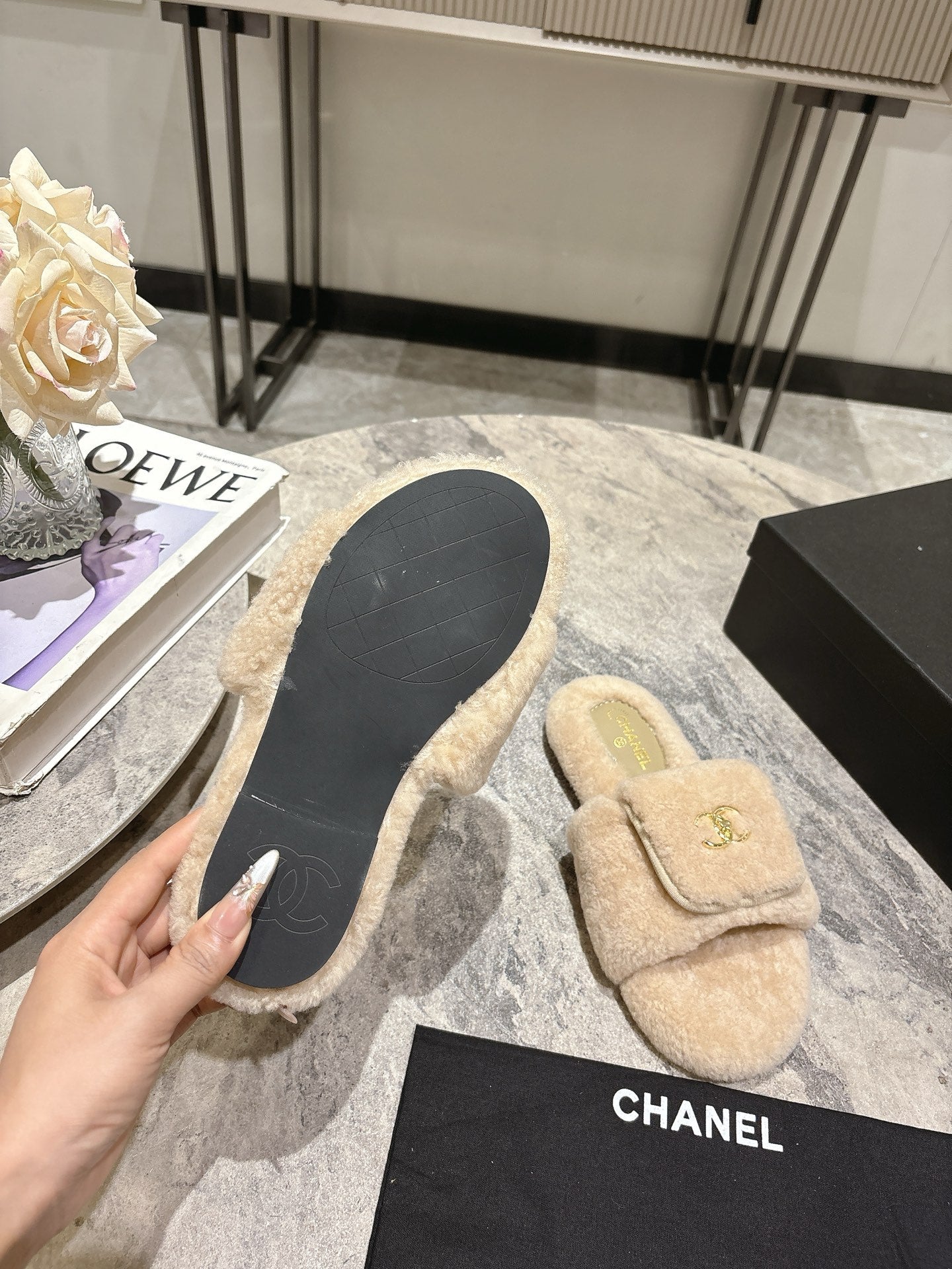 25fw new pocket woolen slippers