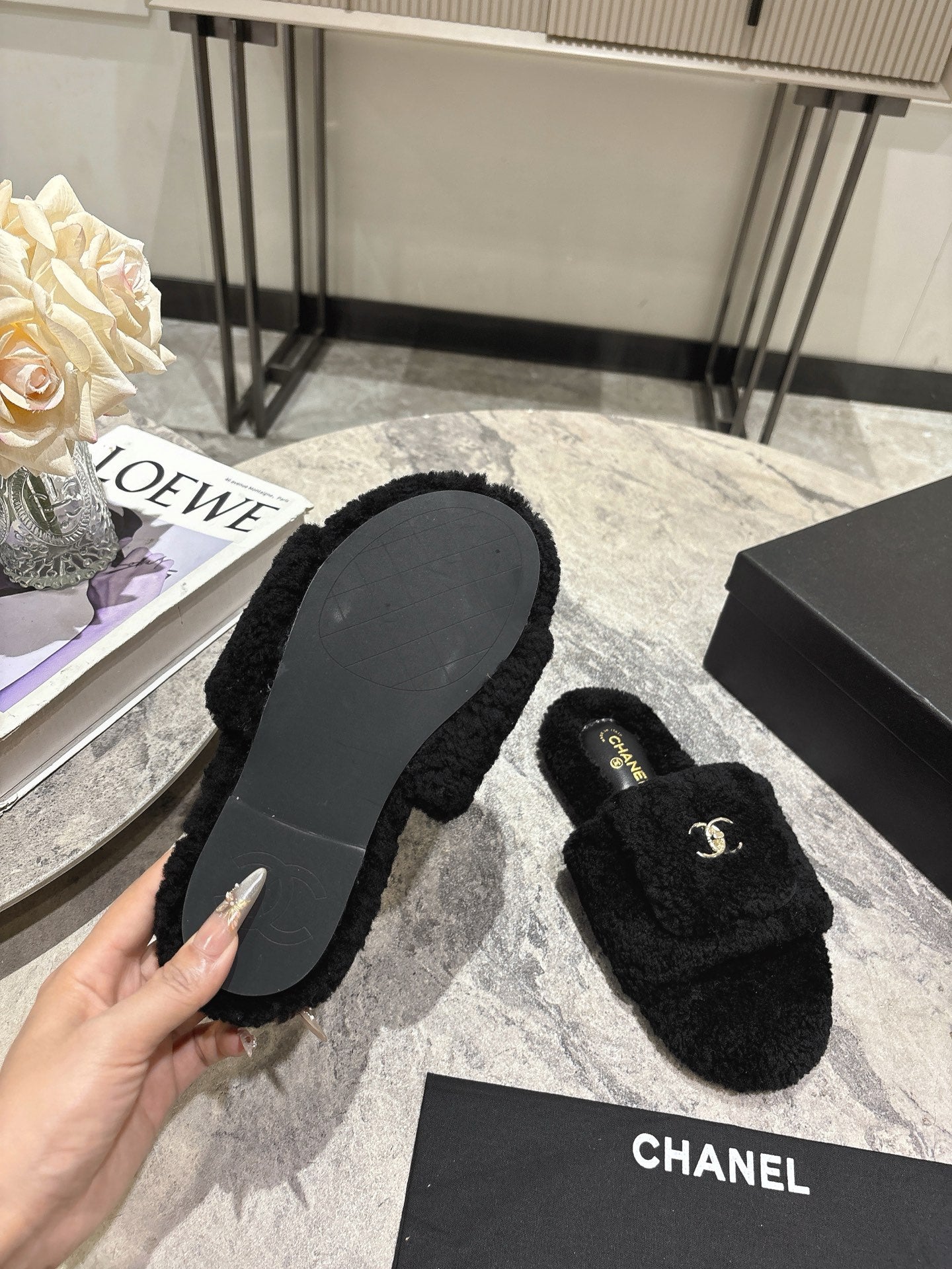 25fw new pocket woolen slippers