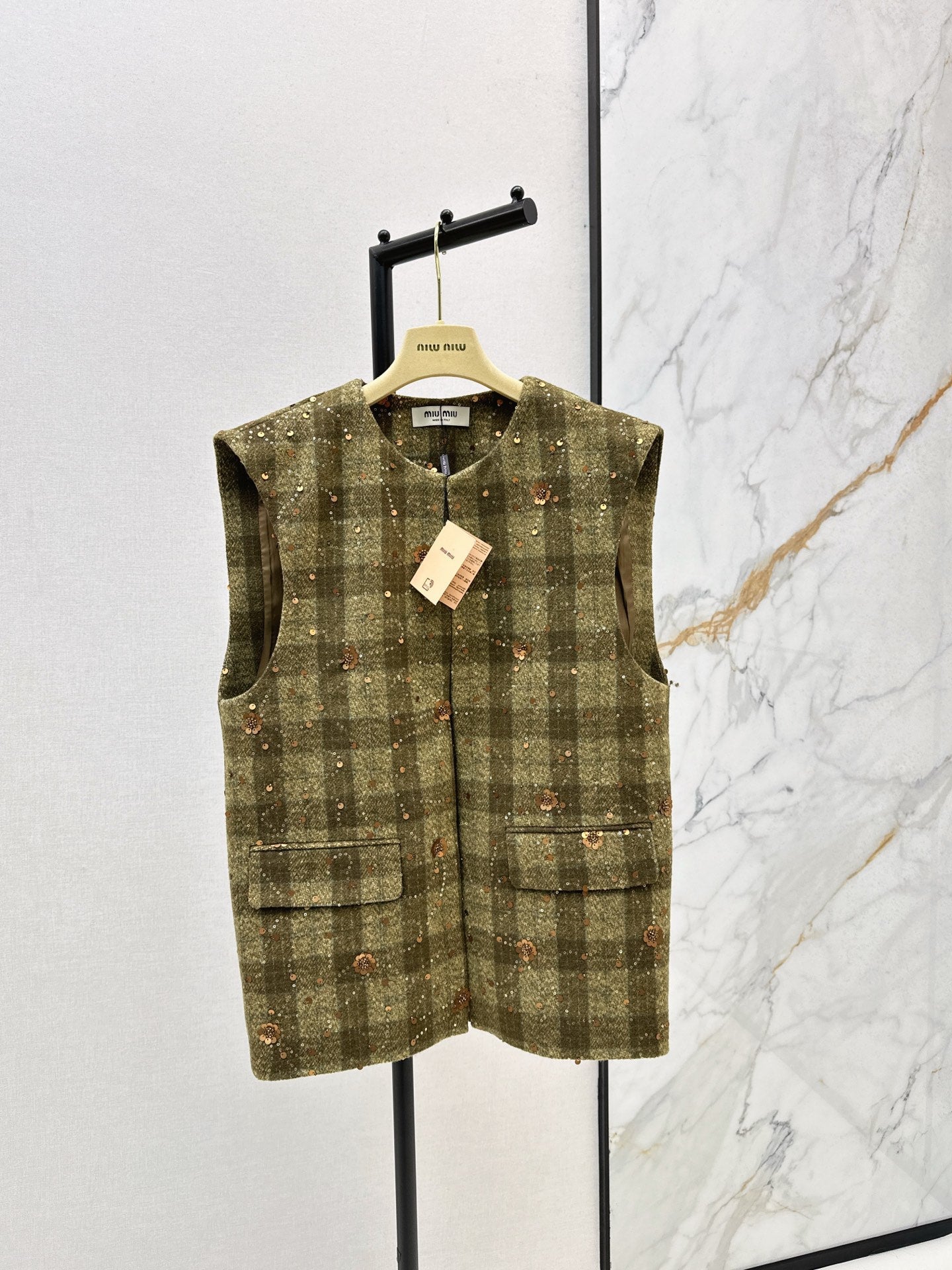 25 Plaid Series Beaded Sequin Vest Jacket