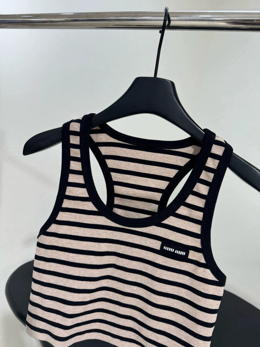 25SS New Wool Blended Striped Vest