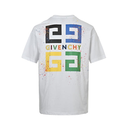 25ss Palace Grid Color Splash Ink Printed Short Sleeve