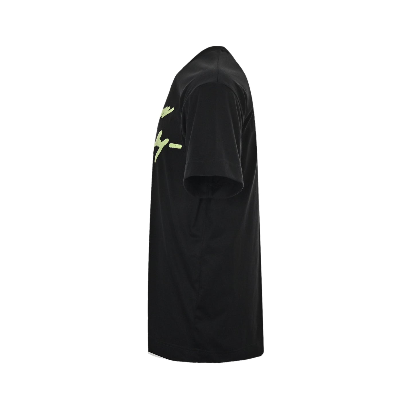 Fluorescent green letter embroidered short sleeves