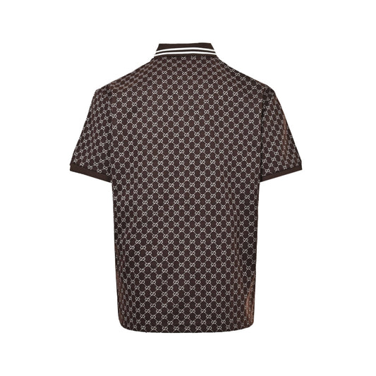 25ss full printed jacquard Polo short sleeved shirt