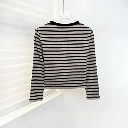 25 new letter stripe contrast color long sleeve