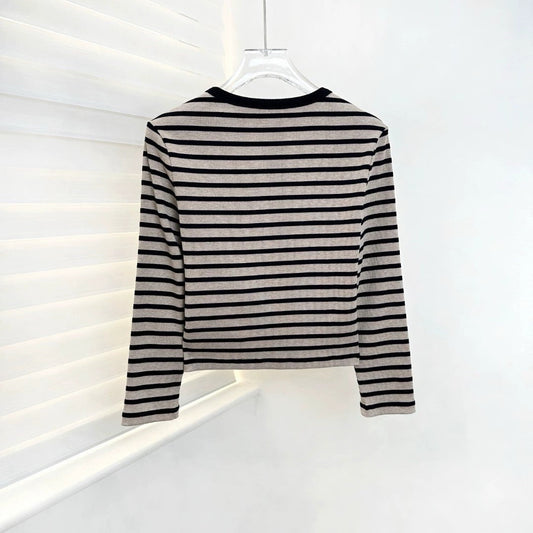 25 new letter stripe contrast color long sleeve