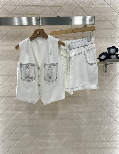 2025 new product Double C vest shorts set