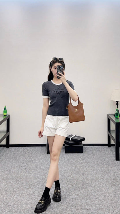 25 new product Embroidered knitted short sleeves