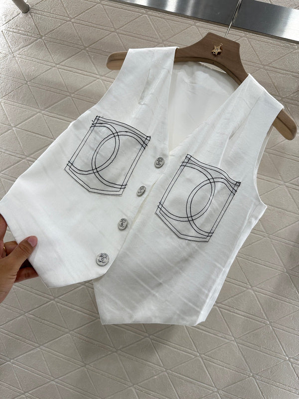 2025 new product Double C vest shorts set