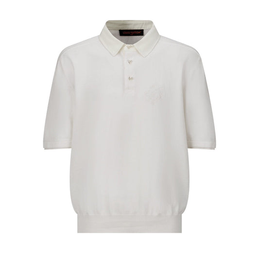 Pearl button woolen polo shirt