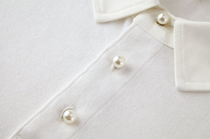 Pearl button woolen polo shirt