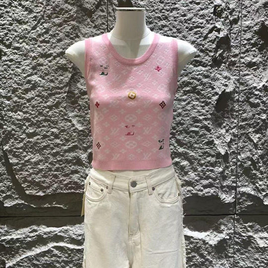 Laser logo knitted vest